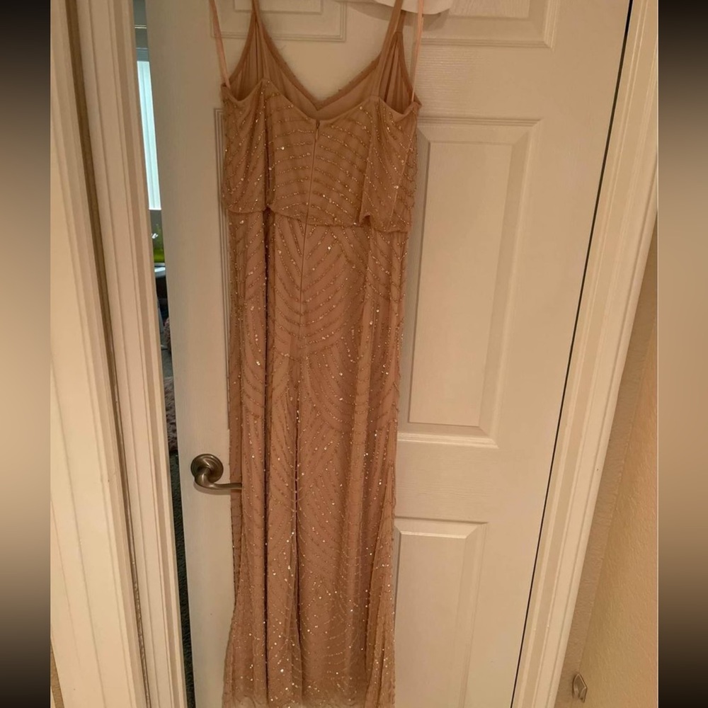 Adrianna Papell Dress - Art Deco Beaded Gown- blush size 10